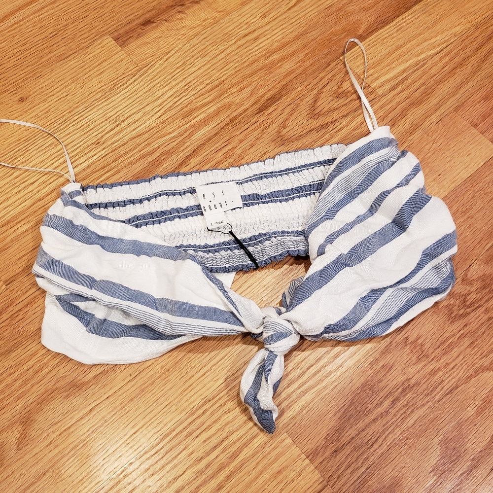 NWT Lost + Wander Blue White Bandeau Bra Top - Picture 5 of 11